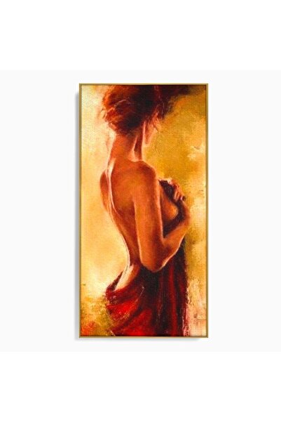 Luxcanva Tablou Canvas Farmecul Serii 70x140 cm cu Rama Auriu Femeie Senzuali...