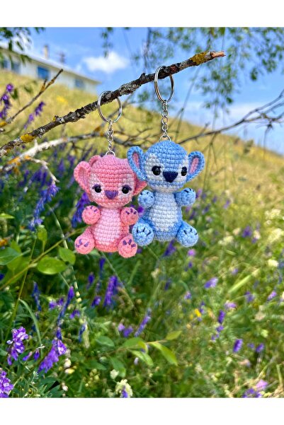 Amigurumi Stitch ve Angel İkili Örgü Anahtarlık Seti