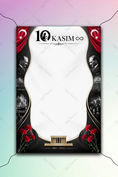 Yogi Tasarım 10 Kasım Sonsuzluk Temalı Fotoğraf Çekim Afişi Dikey 100x150cm