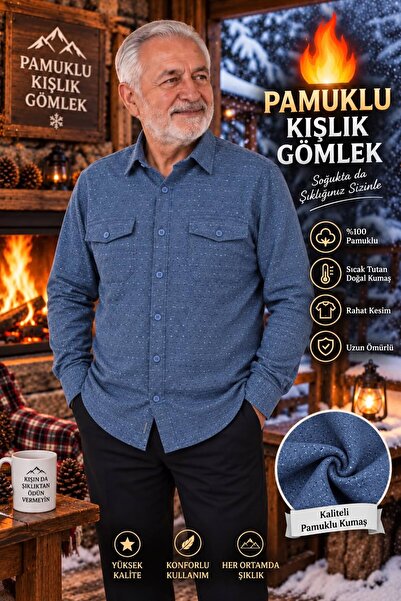 Aycan Fourmen Fourmen Cotton Fabric Relaxed Fit Winter Shirt with Double Pock...
