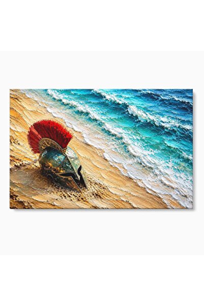 Luxcanva Tablou Canvas Coiful Spartan Pe Tarm 70x50 cm pe Sasiu Lemn Coif Spa...