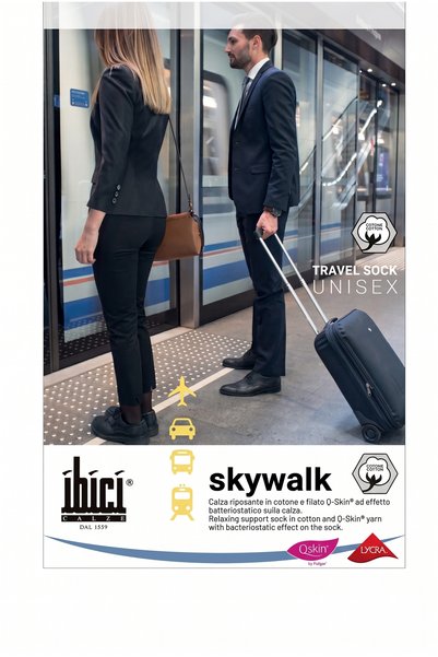 İbici Skywalk Unisex Seyahat Çorabı Pamuklu Kademeli Basınçlı Dinlendirici Uç...