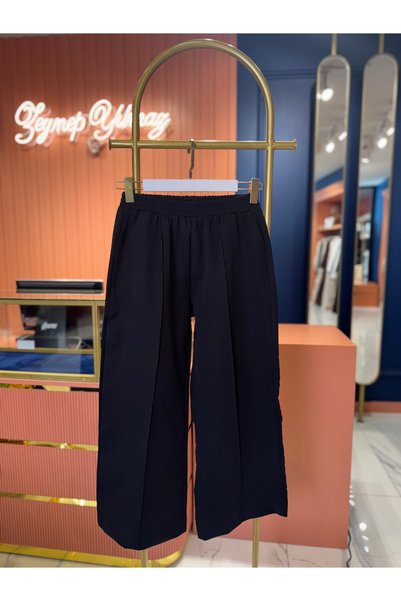 By Zeynep Yılmaz Plus Size Front Stitched Crepe Ankle Pants Black
