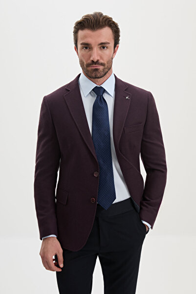 Mcr Plain Slim Fit Wool Blend Men's Jacket Plum - 41509.26K