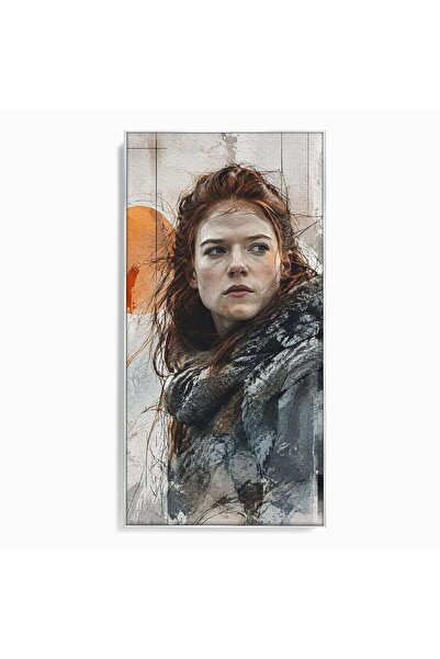 Luxcanva Tablou Canvas Luptatoare cu Par Rosu 60x120 cm cu Rama Argintiu Port...