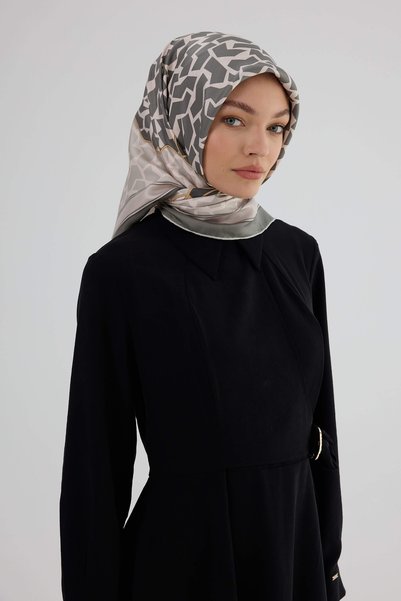 İpekhan Twill Silk Scarf 53002 Stone Gray