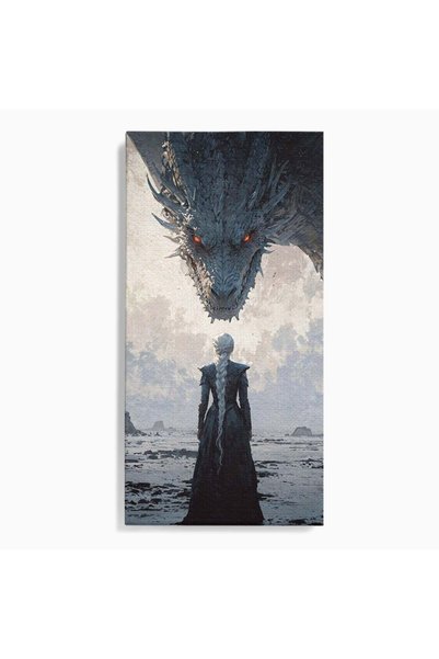 Luxcanva Tablou Canvas Intalnire Cu Dragonul 60x120 cm pe Sasiu Lemn Daenerys...
