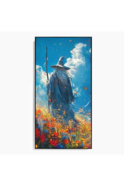 Luxcanva Tablou Canvas Vrajitorul Pe Campul Inflorit 50x100 cm cu Rama Negru ...