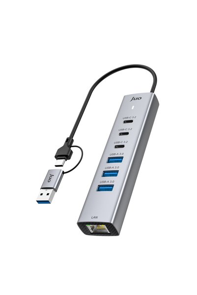 Juo Type-C ve USB-A 7 Portlu 3*USB-A 3*Type-C Gigabit Ethernet Dönüştürücü US...