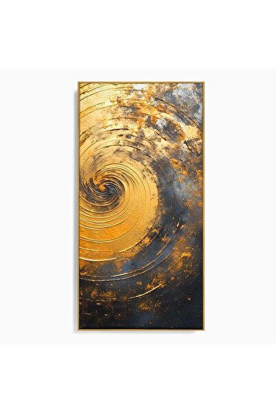 Luxcanva Tablou Canvas Vortexul Auriu 60x120 cm cu Rama Auriu Abstract Spiral...