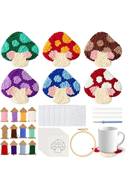 HASTHIP ® PATPAT 6PCS Punch Needle Coaster Kit, DIY Embroidery Set for Adults...