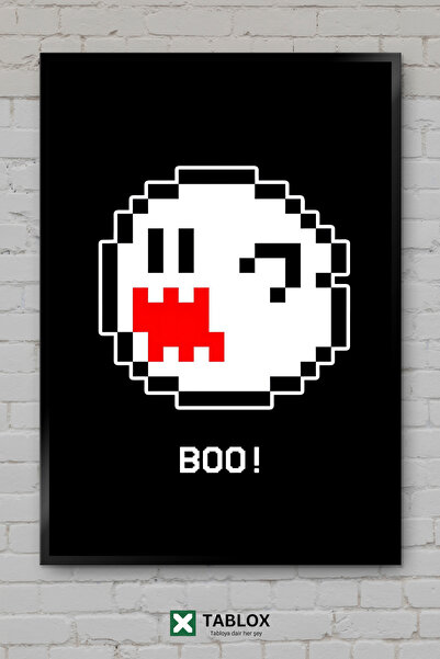 tablomaxtbx Boo Mario Ghost Game Φανταστικό Κορνίζα Τέχνης με Διακοσμητικό Πί...