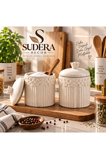 SUDERA DECOR 2’li Dekoratif Kavanoz Seti Mutfak Düzenleyici