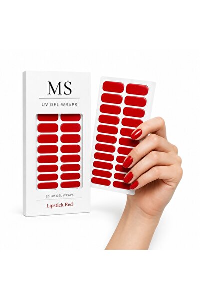 Ms Set de folii UV pentru unghii, roșu ruj, 20 bucăți, roșu intens, finisaj l...