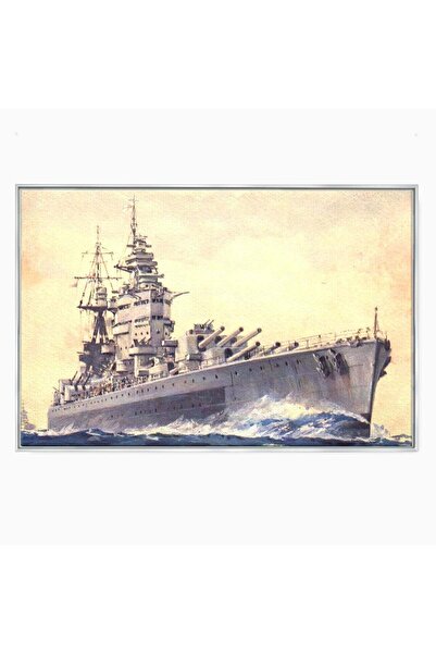 Luxcanva Tablou Canvas HMS Nelson- Forta Marilor 70x50 cm cu Rama Argintiu Va...