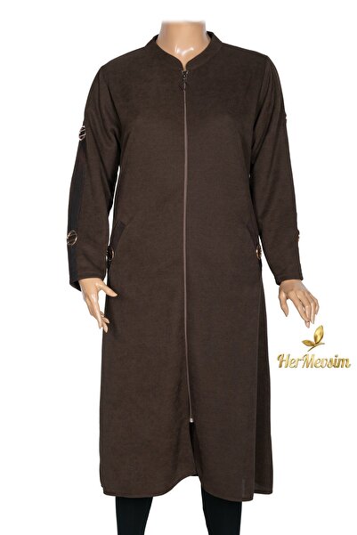 Hermevsim Akar Women's Chenille Fabric Plus Size Coffee Helin Cap Jacket with...