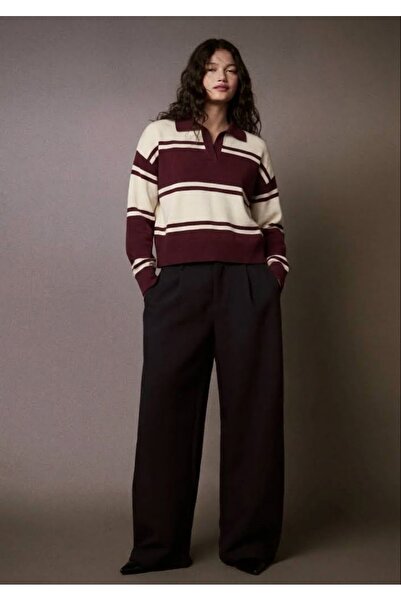 soft&basic Tricotaj cu guler polo, cu dungi, confortabil, tip hanorac