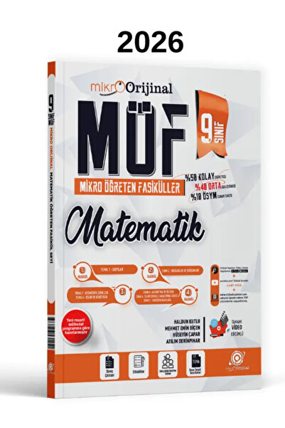 Orijinal Yayınları Orjinal Mikro 9. Sınıf Matematik MÖF Mikro Öğreten 4 lü Fa...