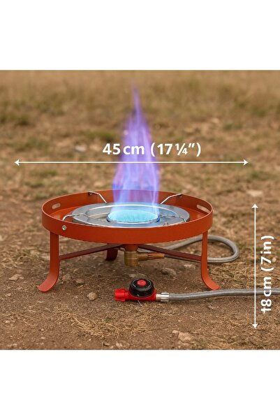 CAMPING FAMILY موقد غاز رحلات دائري بطول خرطوم 100 سم – تصميم معدني عملي للتخ...