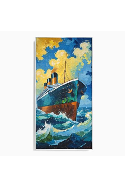 Luxcanva Tablou Canvas Vasul De Pe Mare 60x120 cm cu Rama Argintiu Valuri Oce...