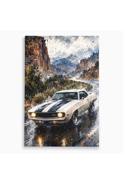Luxcanva Tablou Canvas Masina In Ploaie 40x60 cm pe Sasiu Lemn Roti Ploaie Pe...