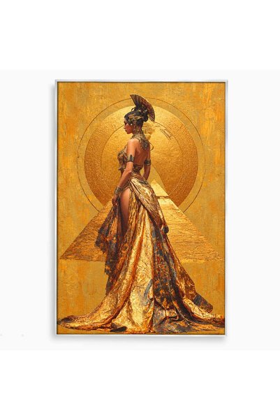 Luxcanva Tablou Canvas Regina Egipteana 80x120 cm cu Rama Argintiu Egipt Regi...