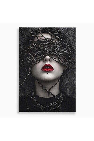 Luxcanva Tablou Canvas Misterul Intunecat 70x100 cm pe Sasiu Lemn Portret Mis...