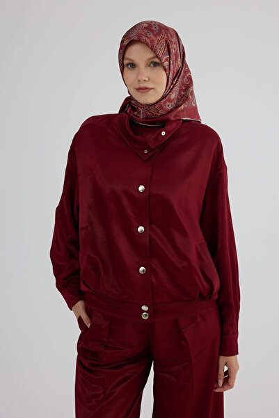 İpekhan Twill Silk Scarf 53006 Burnt Burgundy