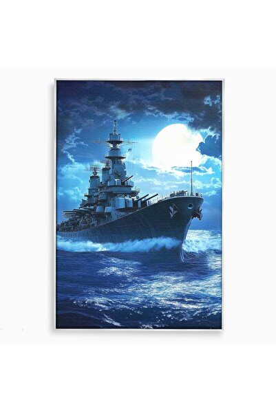 Luxcanva Tablou Canvas Bismarck Sub Clar de Luna 40x60 cm cu Rama Argintiu Ra...