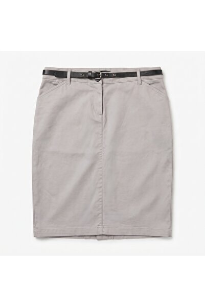 Zi Light Gray Pencil Skirt
