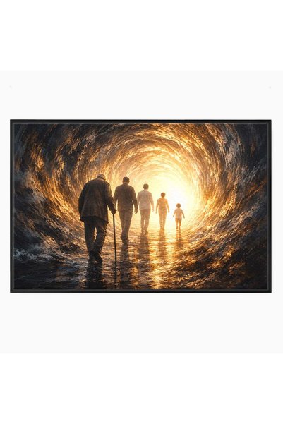 Luxcanva Tablou Canvas Calatoria Vietii 150x100 cm cu Rama Negru Tunel Lumina...