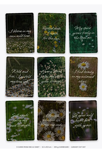OEM Wild Soul Affirmation Cards, 9 Pieces, 250g Cardboard, 6.3 x 8.8 cm