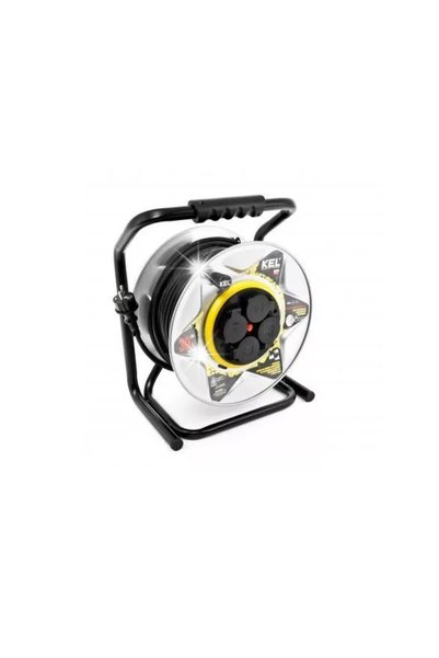 NO BRAND Cablu prelungitor pe tambur 25m 4 prize 2P+Z H05RR-F 3×2,5 mm² PLAST...