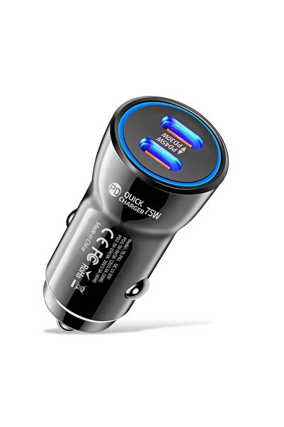 Choice Black 75W Dual PD Car Charger Type C Fast Charging Adapter 45W 30W Wid...