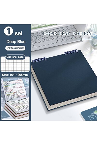 Choice Deep Sea Blue Multifunctional 120 Pages Loose-leaf Notebook Color Deta...