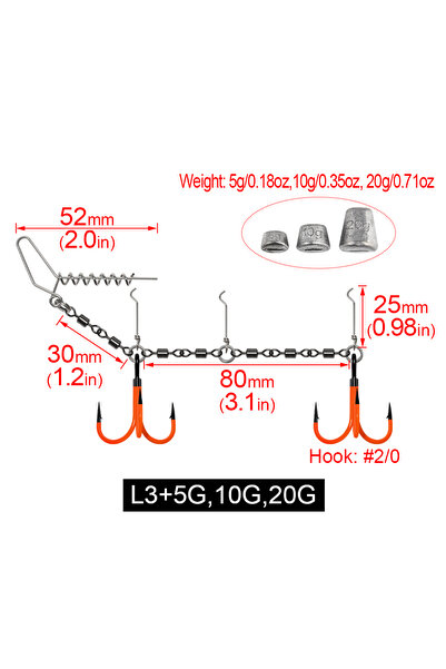 Choice طقم صيد السمك L3 Spinpoler Rolling Swivels Spiral Stinger Rig مع خطافا...