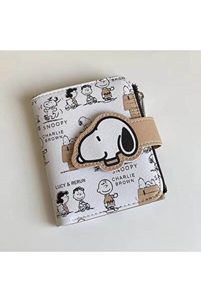 BANDAI 1PC Cute Snoopy Purse Anime Cartoon Short Coin Wallet High Value Zippe...