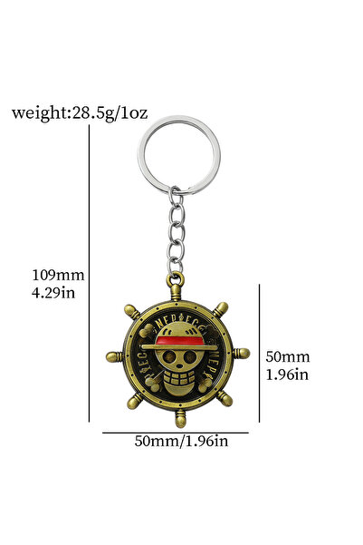 BANDAI YS0026 Rotating keychain, Luffy's Straw Hat Pirates emblem metal charm...