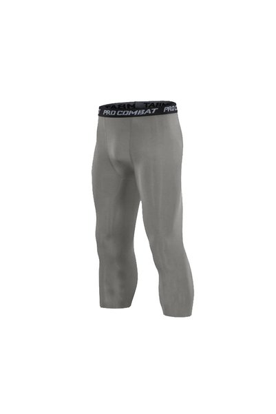 Choice M gray cropped Mens Compression Pants Tights Cool Dry Leggings Sports ...
