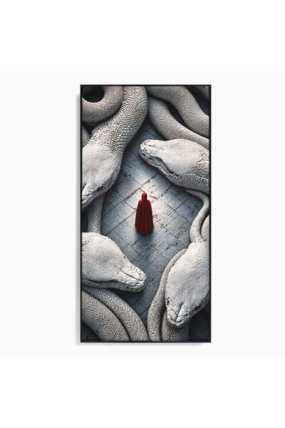 Luxcanva Tablou Canvas Misterul Serpilor Uriasi 60x120 cm cu Rama Negru Figur...