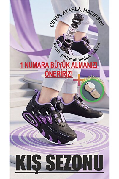 Prokids Veni Vidi Vici (Kışlık)Tasarımlı Hafif Taban Bağcık Mekanizmalı Kız Ç...