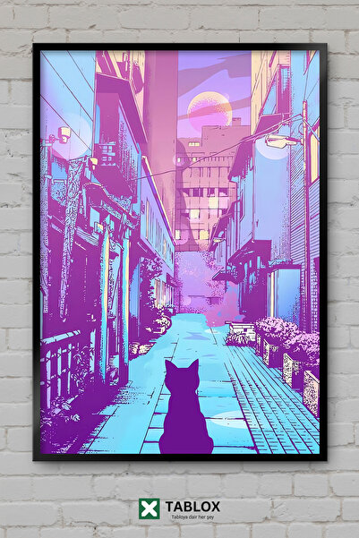 tablomaxtbx Cat Kedi Japan Japan City Pop Art Διακοσμητικός πίνακας ζωγραφική...