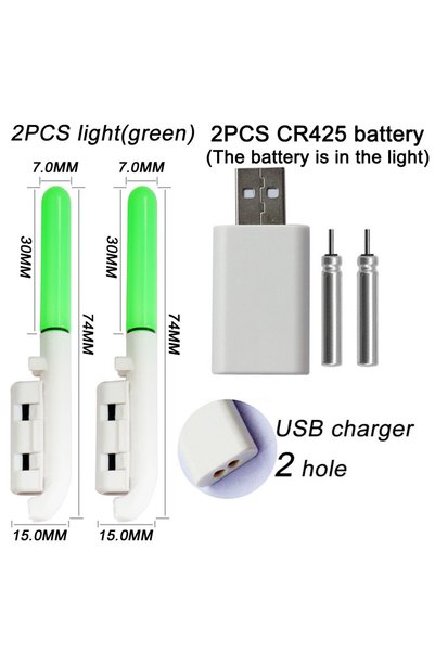 Choice 2 مصباح صيد إلكتروني أخضر اللون يعمل بالشحن، بطارية CR425 3.6 فولت، شح...