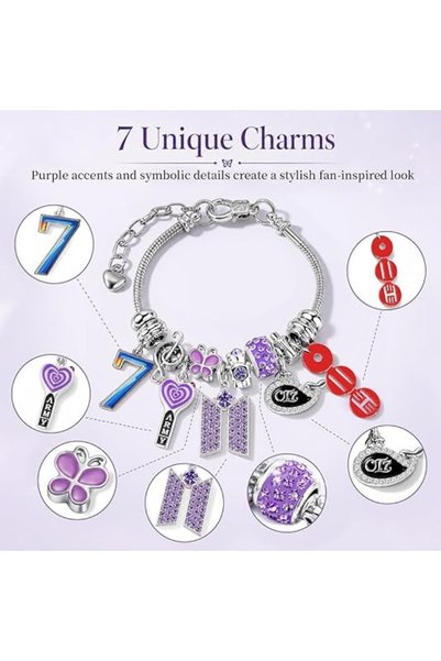 BANDAI Red Cartoon BT21 Group Whale OT7ARMY Bead Bracelet Fan Merchandise