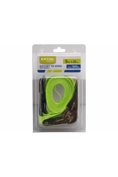 EXTOL CRAFT Chingi de ancorare marfă de 5m și 25mm cu carabiniere pentru fixa...