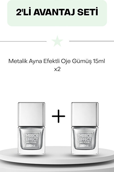 Mara İkili Fırsat Set- Metalik Ayna Efektli Oje Gümüş 15ml