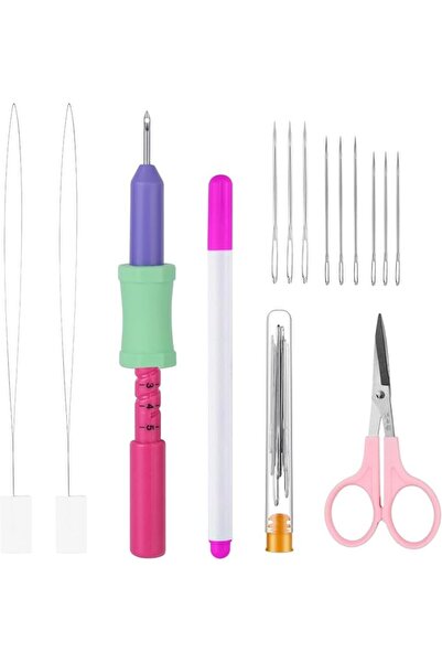 TERRIFI Adjustable Punch Needle Kit with Threader, Lightweight Embroidery Pun...