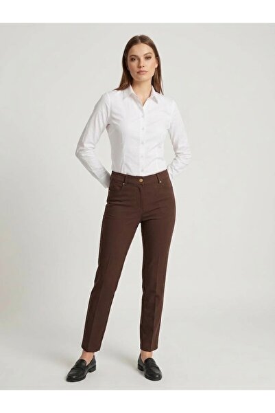 Ekol High Waist Narrow Leg Lycra Fabric Trousers 2001