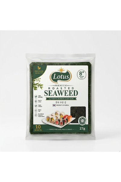 Generic Brand Lotus Premium Roasted Seaweed Nori Sheets | 10 Sheets 27g for S...