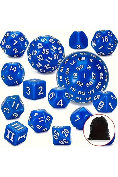 Choice Blue White DND Polyhedron D3-D100 Dice Set (15 Pieces) for Roleplaying...